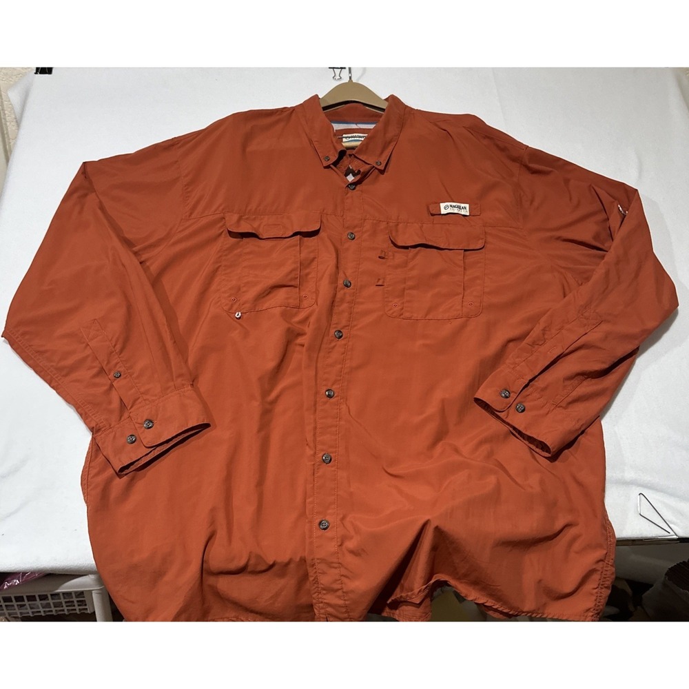 MAGELLAN Men's Fishing Shirt Orange Classic‎ Fit Long Sleeve Mag Wick Vented 4XL
